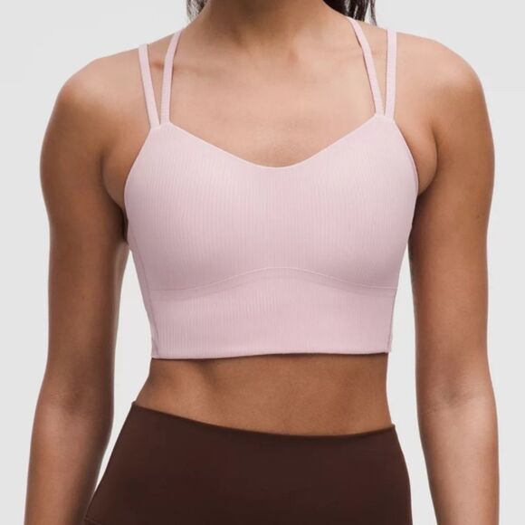 Lululemon Pink Haze Ribbed Longline Light Support Bra - Picture 2 of 8